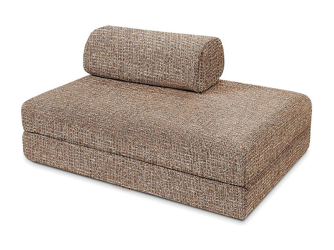 Canapé droit modulable et convertible 5 places - Tissu tweed - Marron