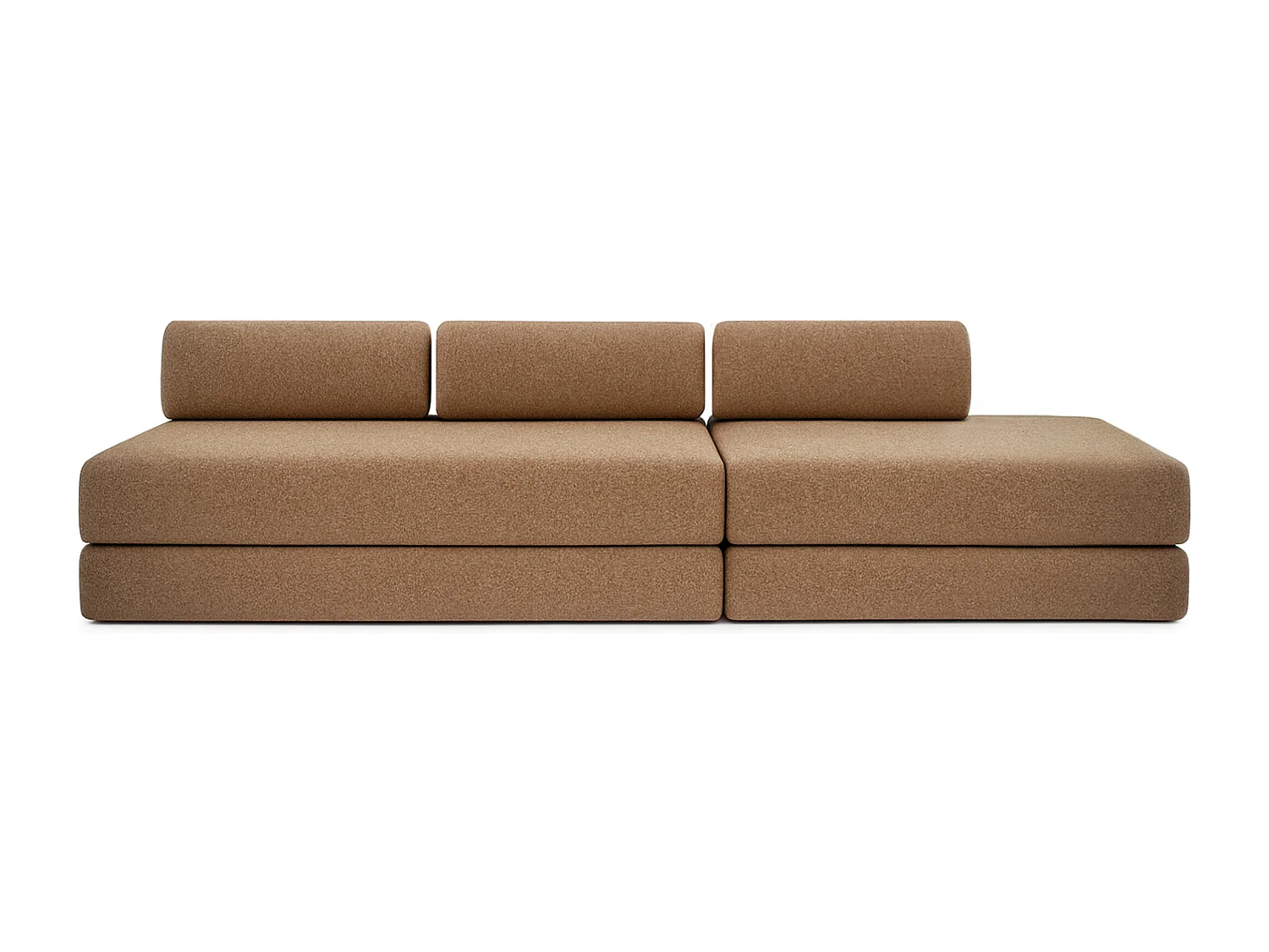 Canapé droit modulable et convertible 5 places - Tissu tweed - Marron