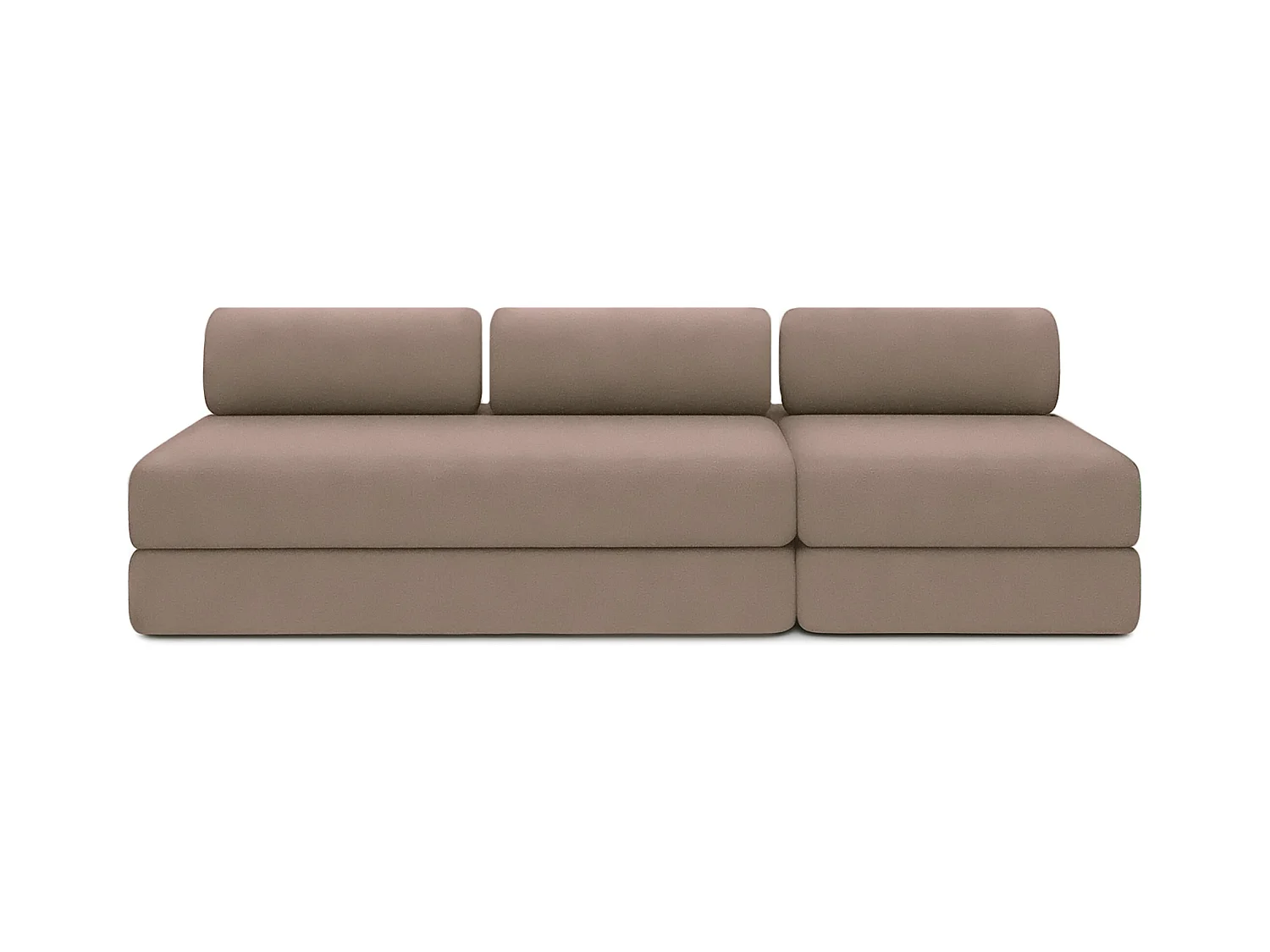 Canapé droit modulable et convertible 4 places - Tissu lisse - Marron