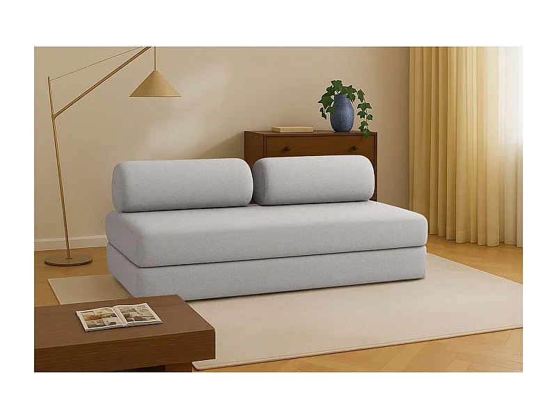 Canapé droit modulable et convertible 3 places - Tissu lisse - Gris clair