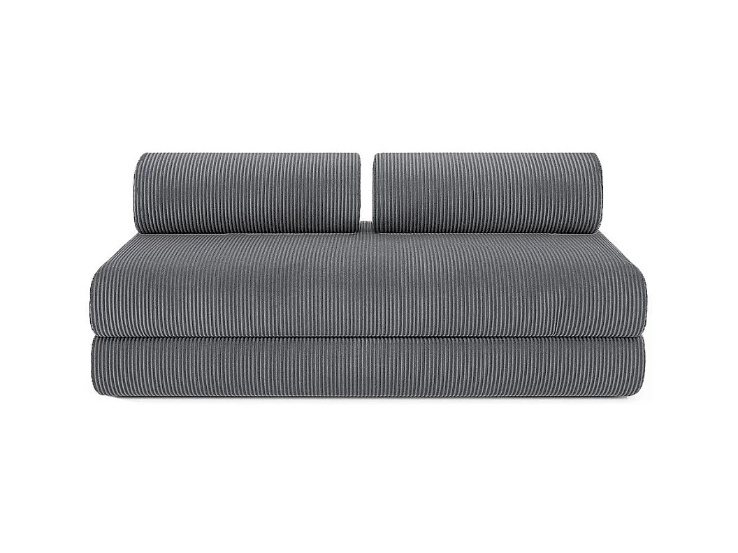 Canapé droit modulable et convertible 5 places - Velours côtelé - Gris