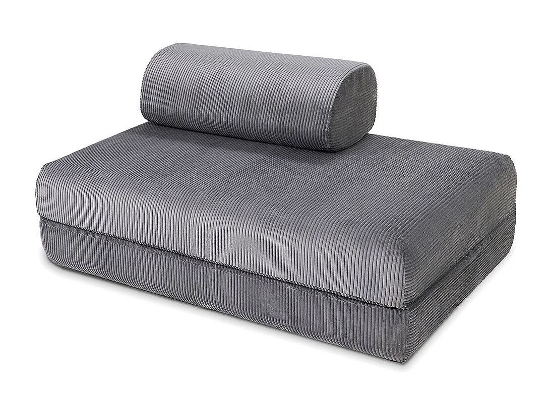 Canapé droit modulable et convertible 5 places - Velours côtelé - Gris