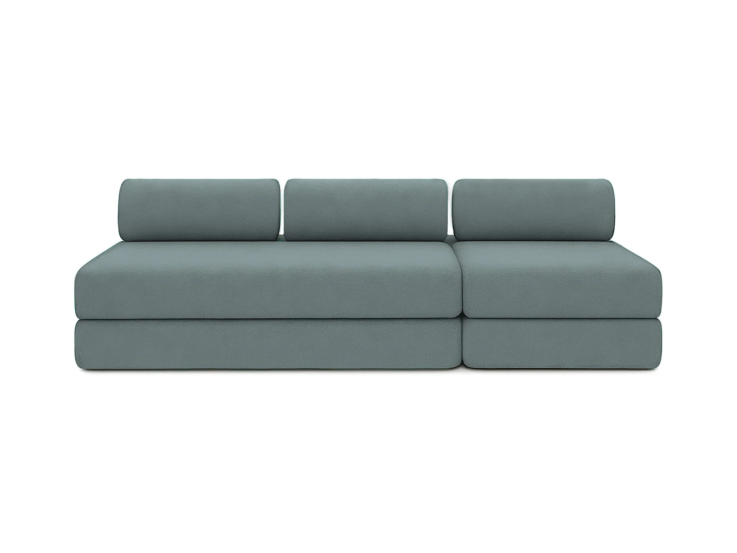 Canapé droit modulable et convertible 4 places - Tissu lisse - Bleu vert