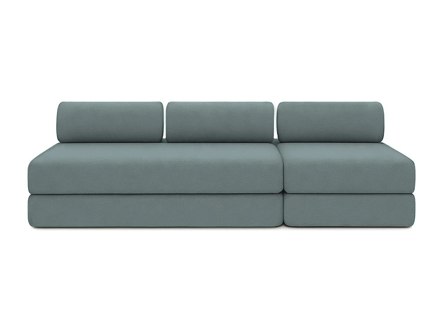 Canapé droit modulable et convertible 4 places - Tissu lisse - Bleu vert