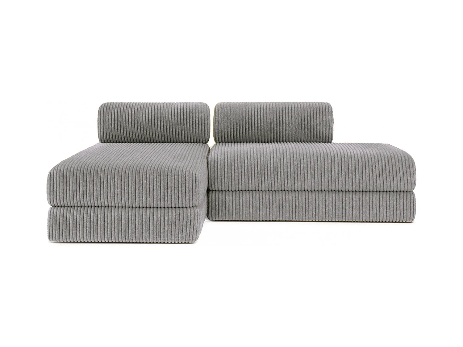 Canapé d'angle modulable et convertible 5 places - Velours côtelé XL - Gris clair