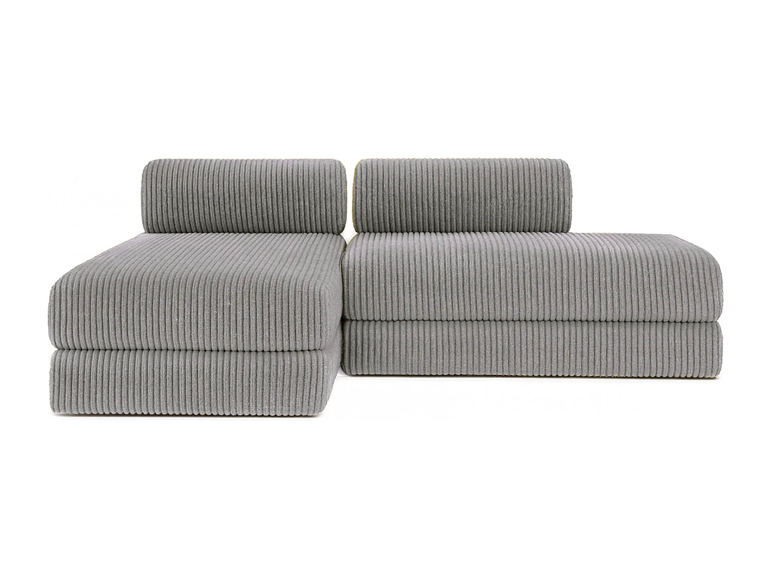 Canapé d'angle modulable et convertible 5 places - Velours côtelé XL - Gris clair