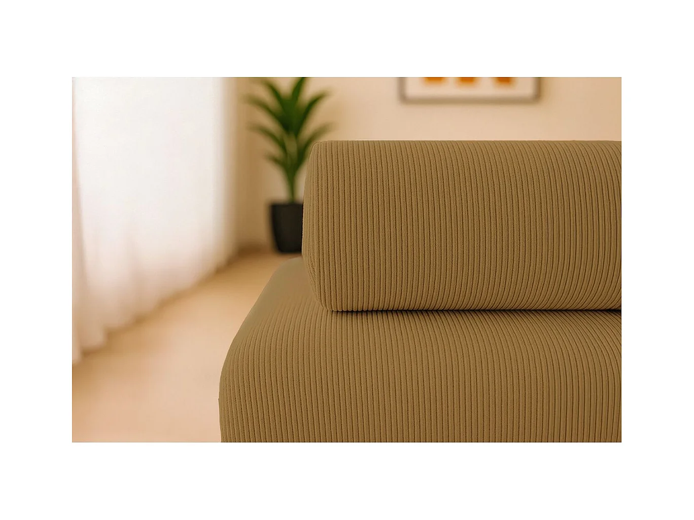 Canapé droit modulable et convertible 5 places - Velours côtelé - Jaune