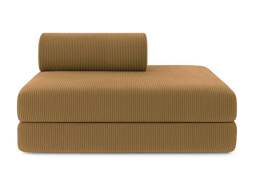 Canapé droit modulable et convertible 5 places - Velours côtelé - Jaune