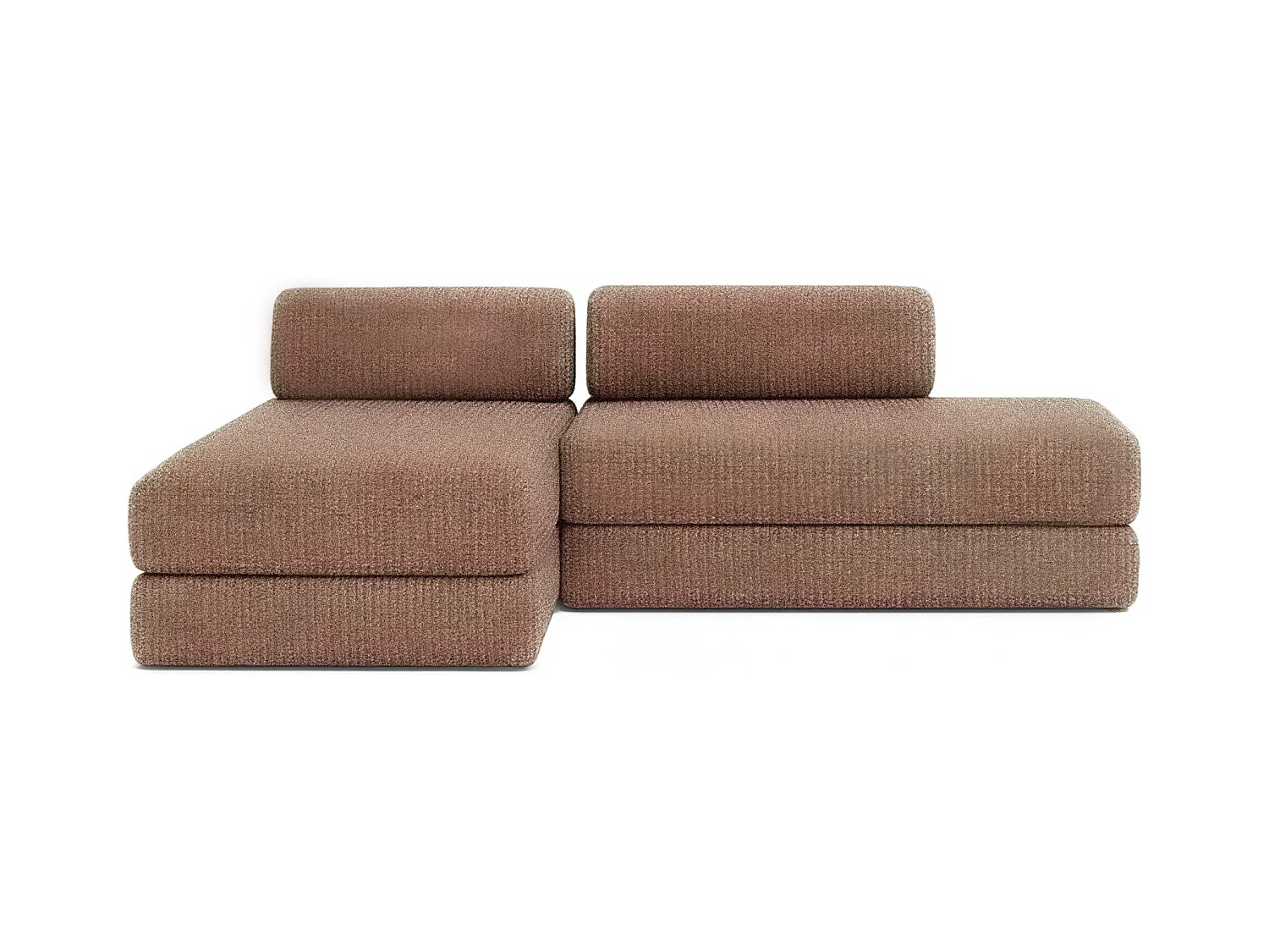 Canapé d'angle modulable et convertible 5 places - Tissu tweed - Rouge