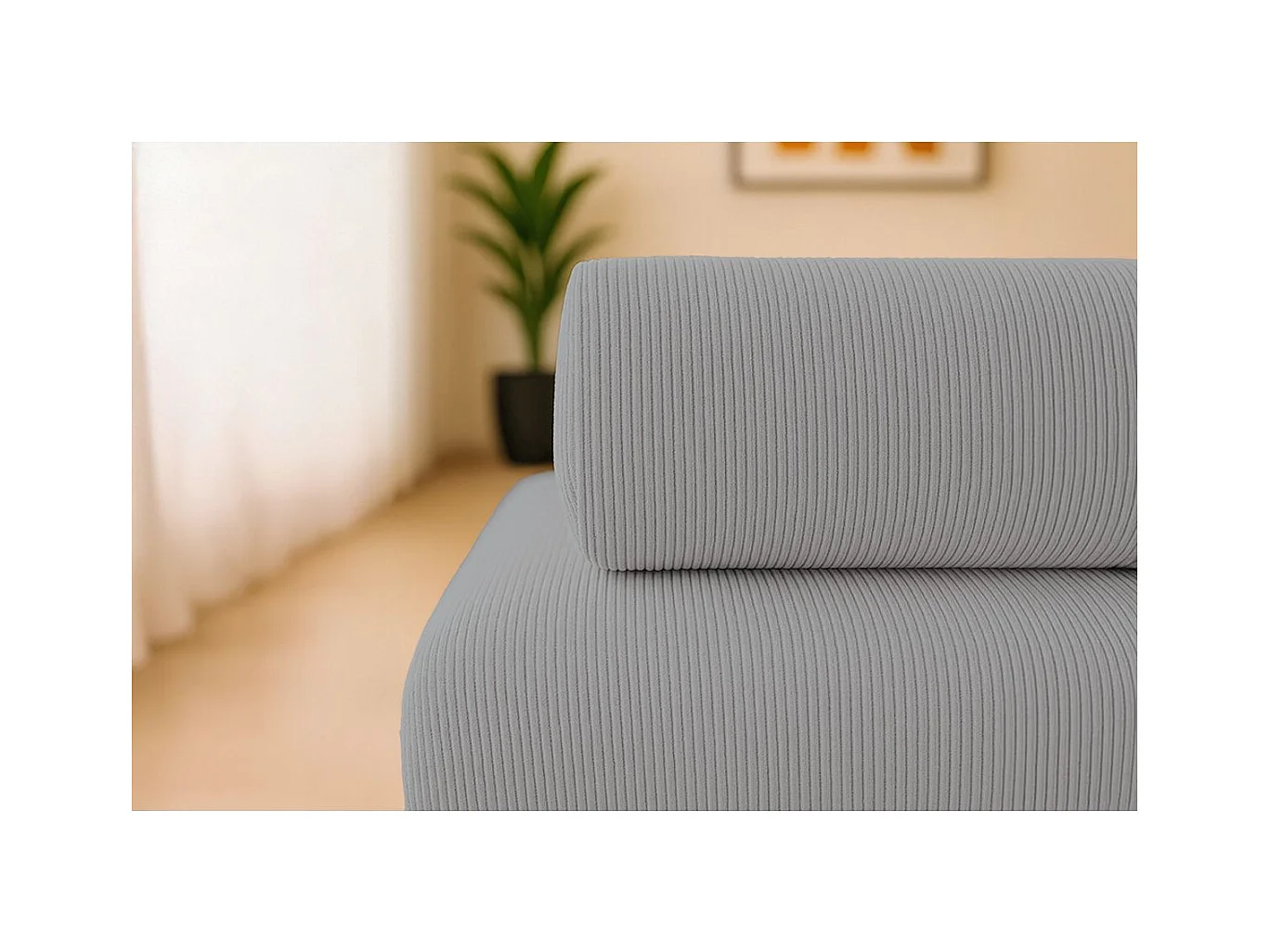 Canapé droit modulable et convertible 3 places - Velours côtelé - Gris clair