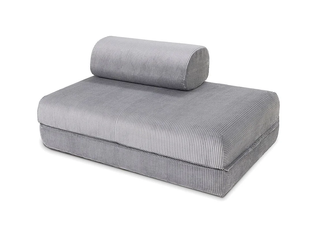 Canapé droit modulable et convertible 3 places - Velours côtelé - Gris clair