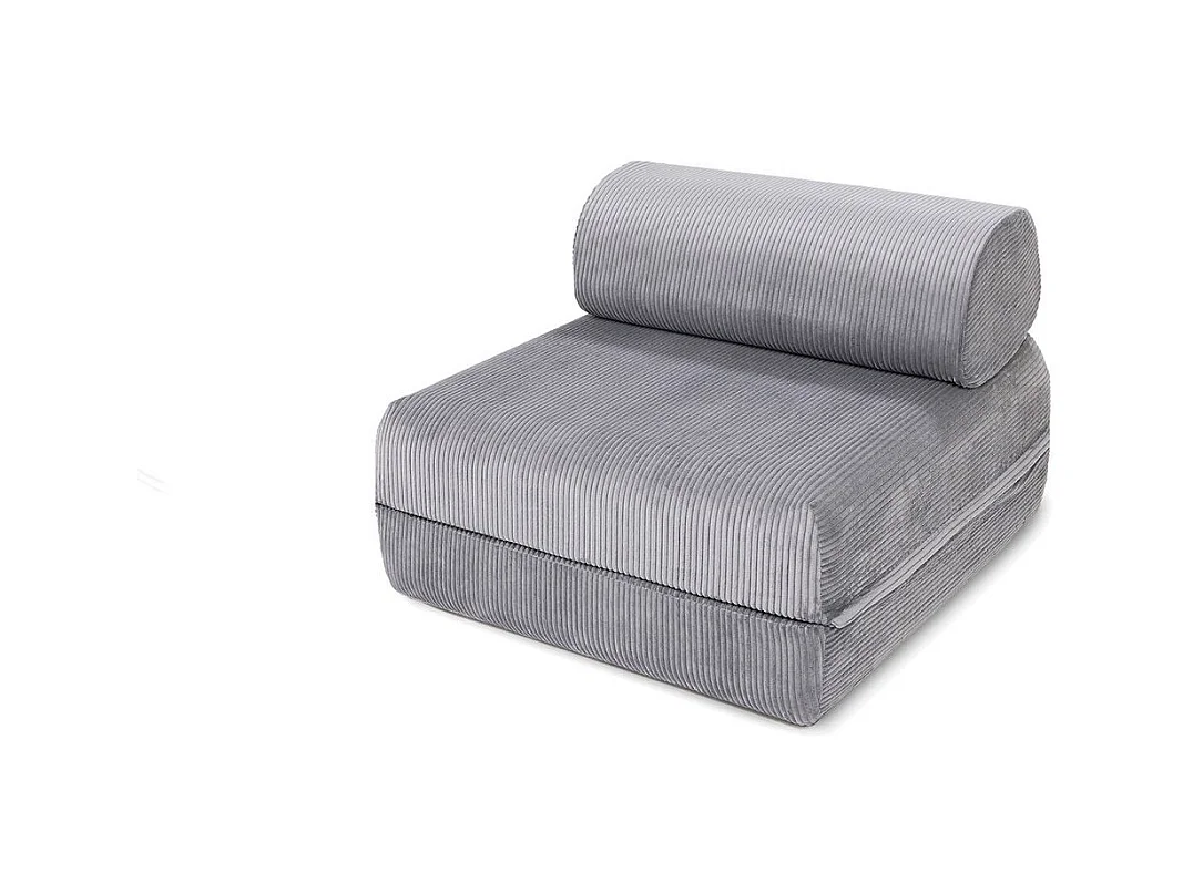 Canapé droit modulable et convertible 3 places - Velours côtelé - Gris clair