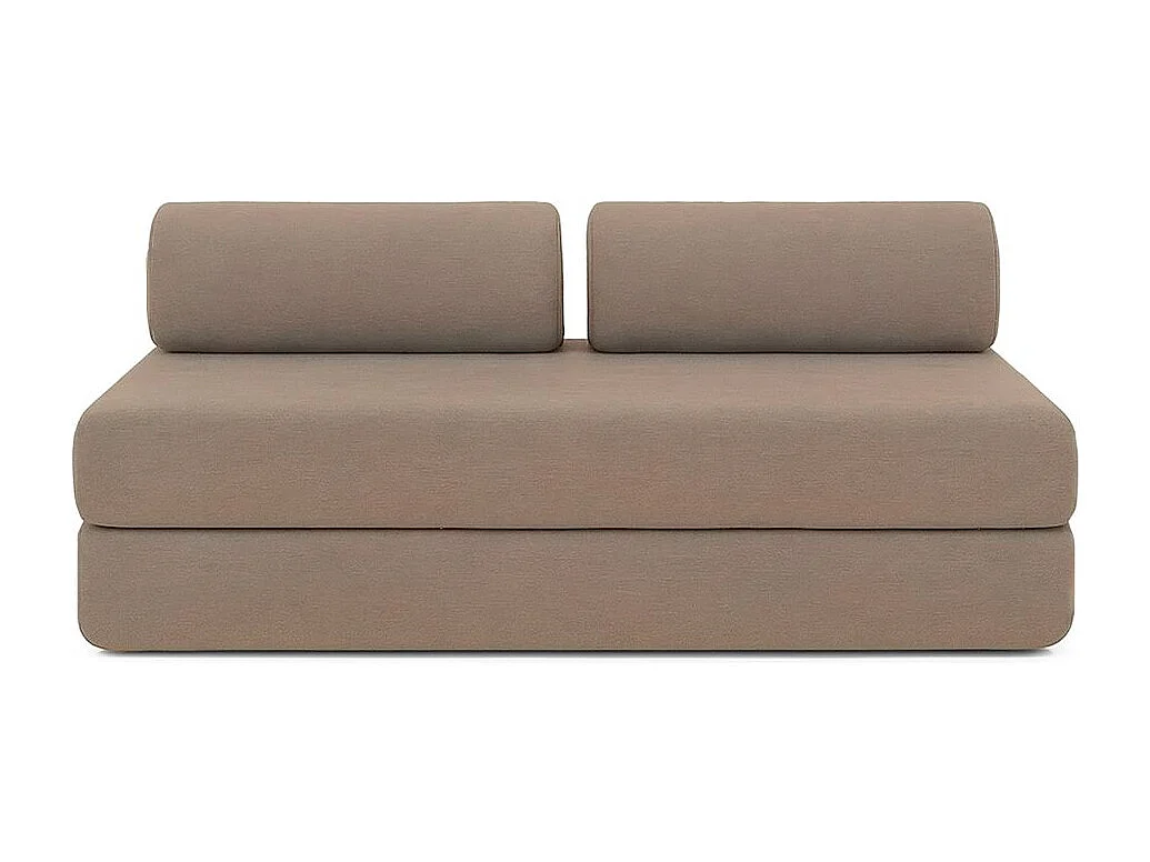 Canapé d'angle modulable et convertible 4 places - Tissu lisse - Marron