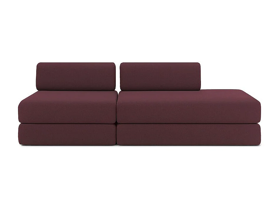 Canapé droit modulable et convertible 3 places - Tissu lisse - Rouge