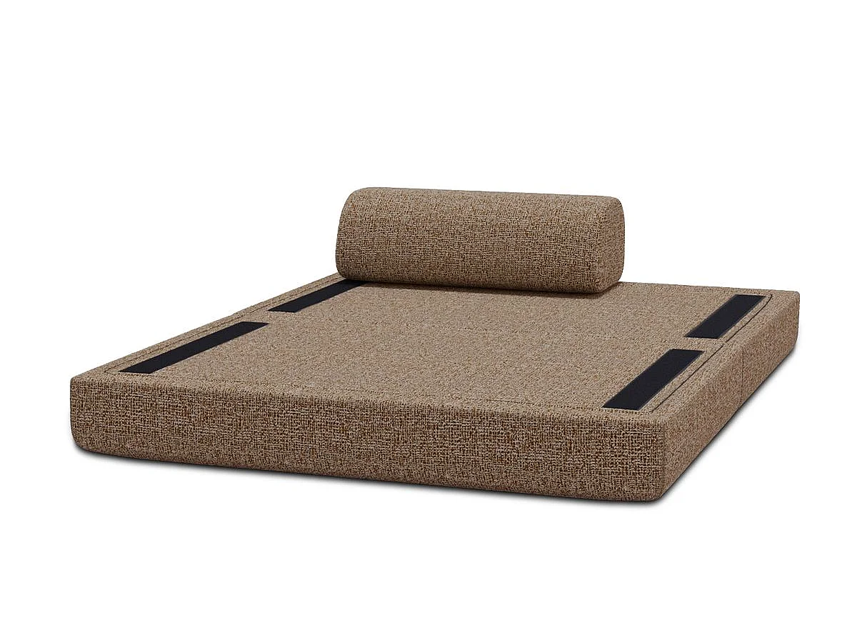 Canapé droit modulable et convertible 2 places - Tissu tweed - Marron