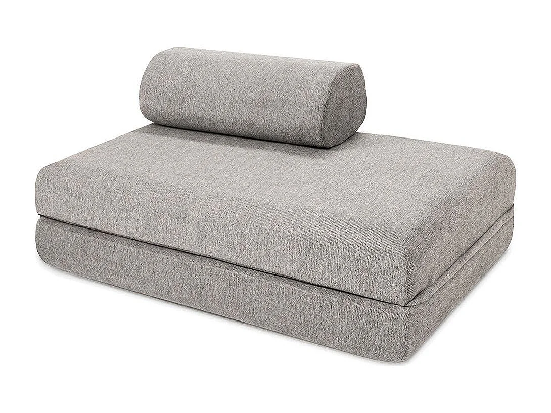 Canapé droit modulable et convertible 3 places - Tissu lisse - Gris clair