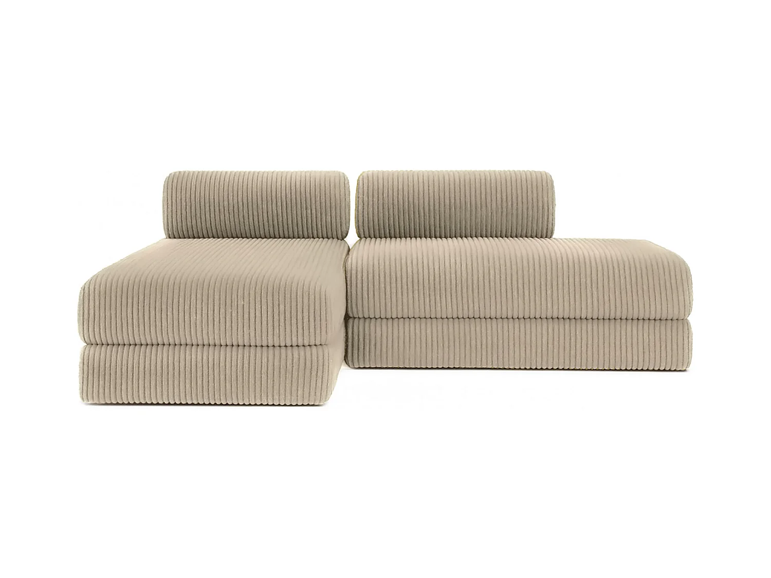Canapé d'angle modulable et convertible 5 places - Velours côtelé XL - Taupe