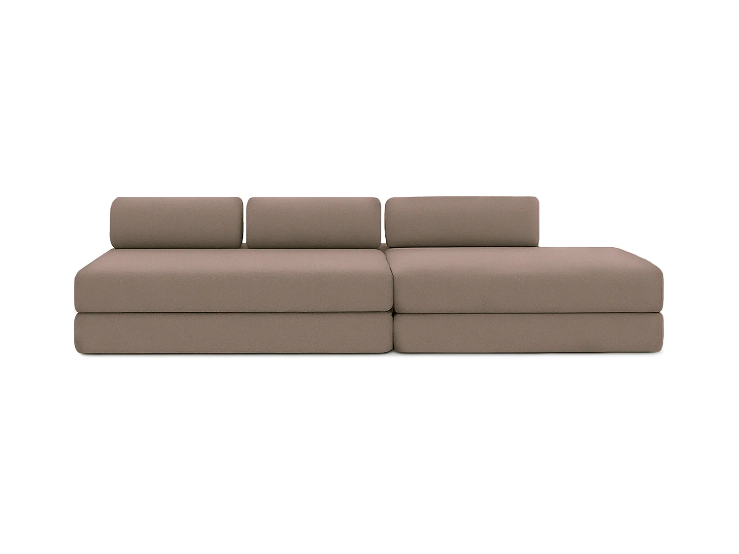 Canapé droit modulable et convertible 5 places - Tissu lisse - Marron
