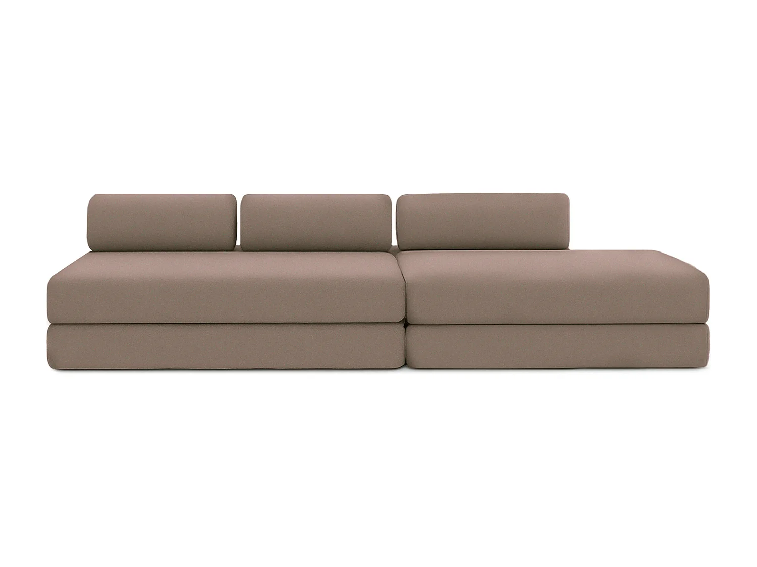 Canapé droit modulable et convertible 5 places - Tissu lisse - Marron