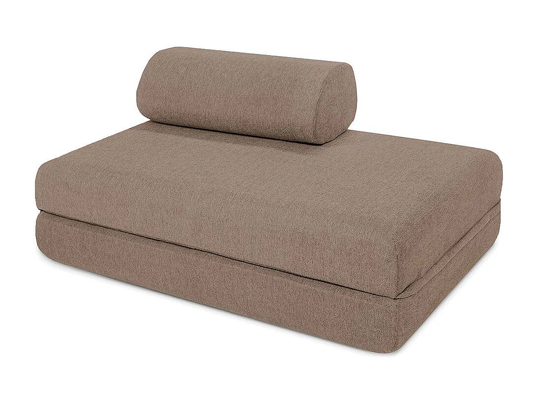 Canapé droit modulable et convertible 5 places - Tissu lisse - Marron