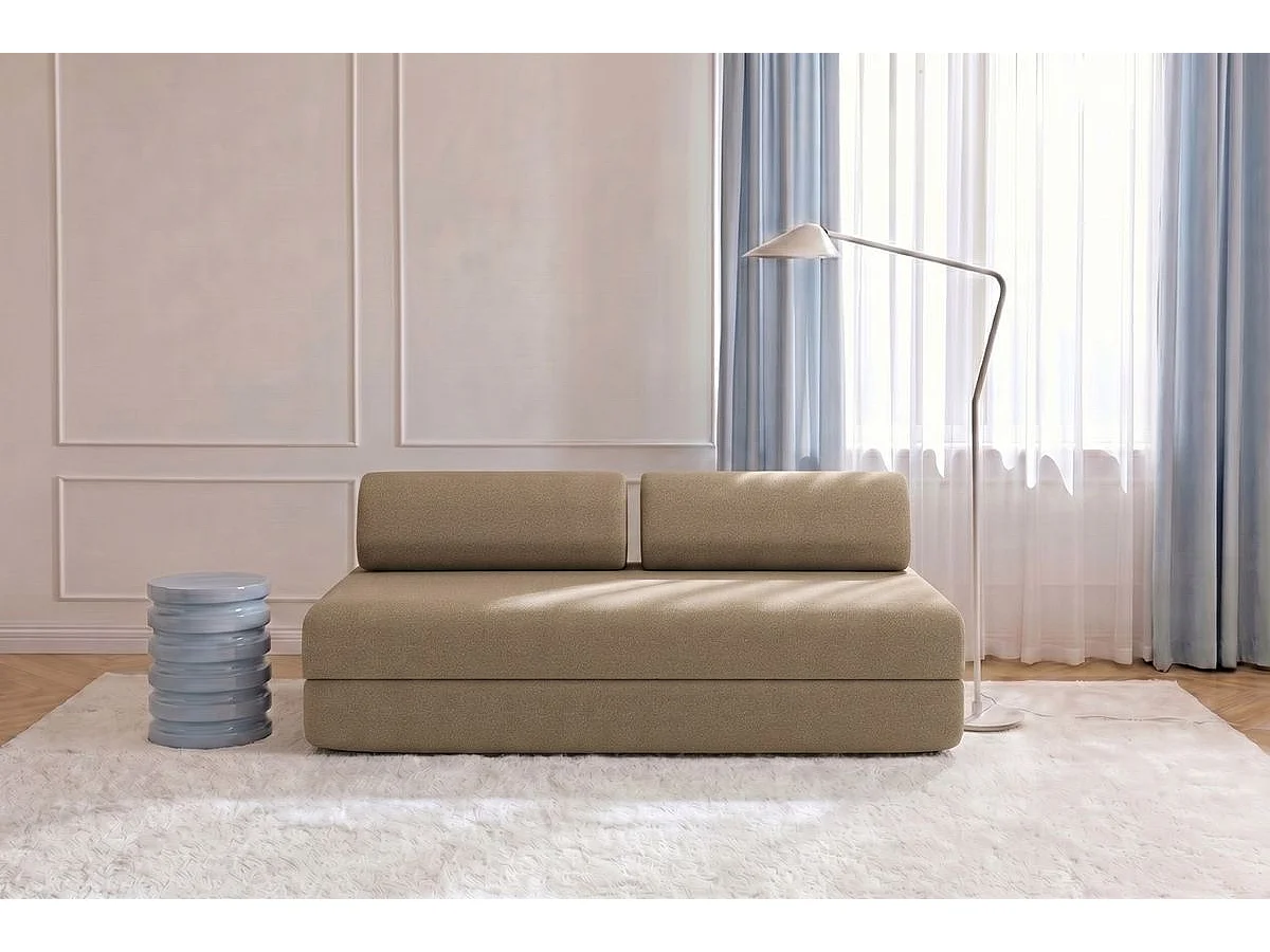 Canapé droit modulable et convertible 3 places - Tissu lisse - Marron