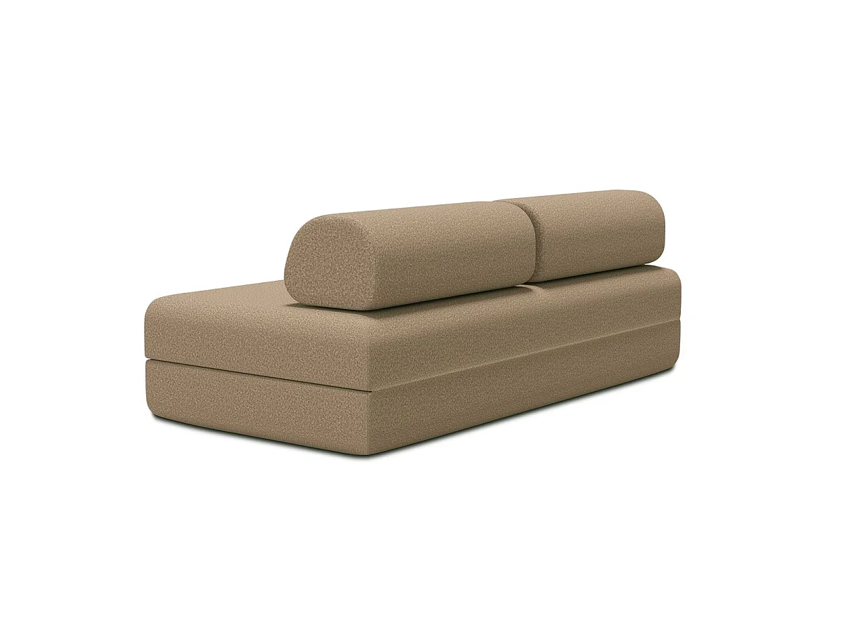 Canapé droit modulable et convertible 3 places - Tissu lisse - Marron
