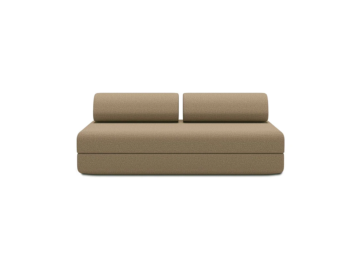 Canapé droit modulable et convertible 3 places - Tissu lisse - Marron