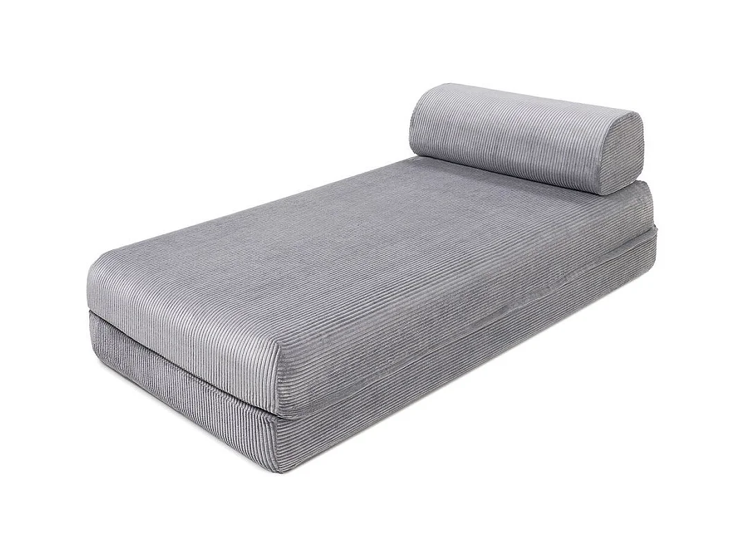 Canapé d'angle modulable et convertible 6 places - Velours côtelé - Gris clair