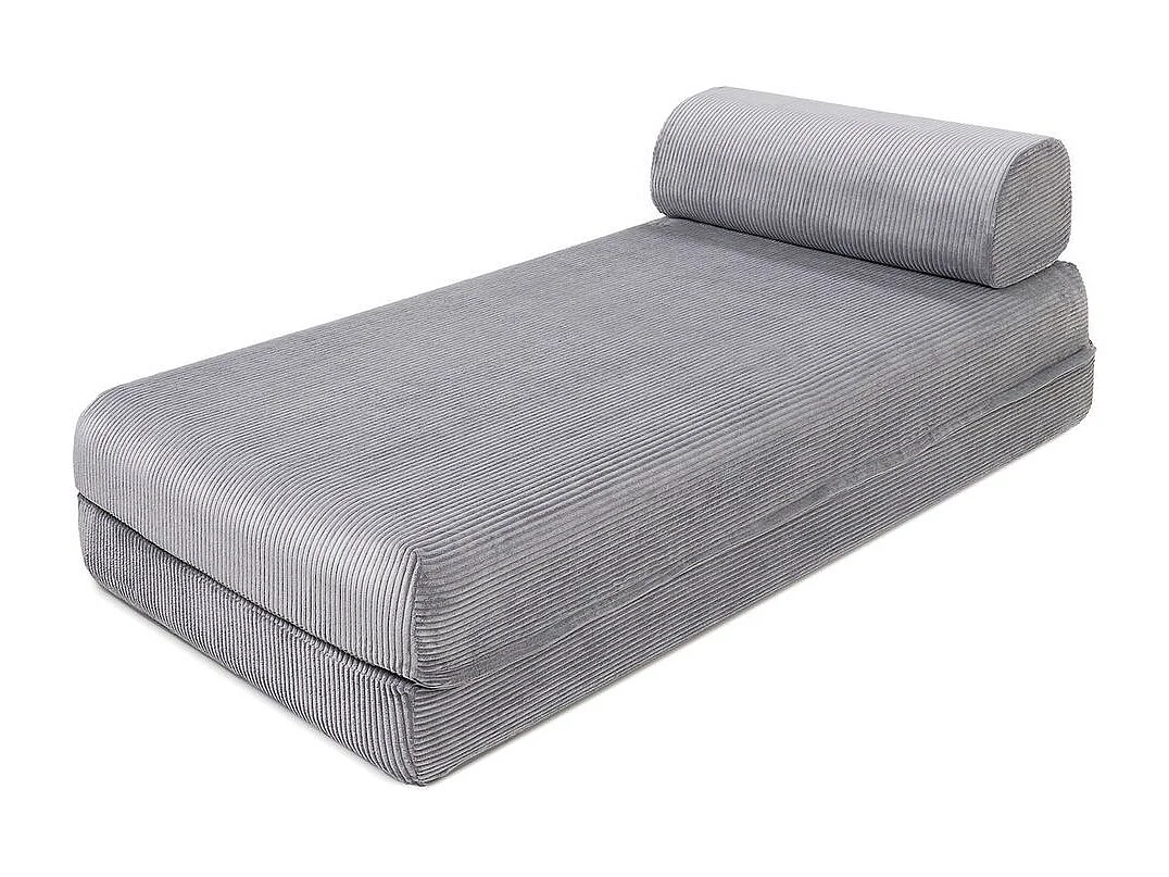 Canapé d'angle modulable et convertible 6 places - Velours côtelé - Gris clair