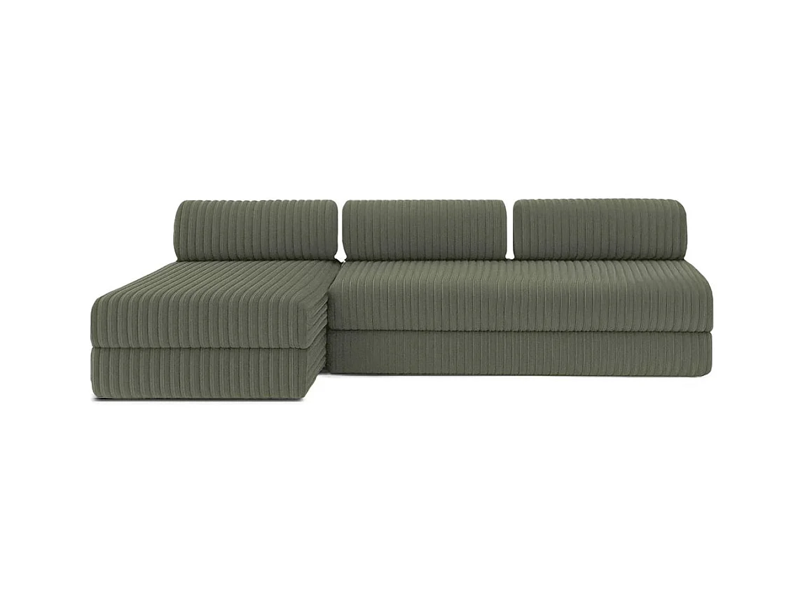 Canapé d'angle modulable et convertible 6 places - Velours côtelé XL - Vert