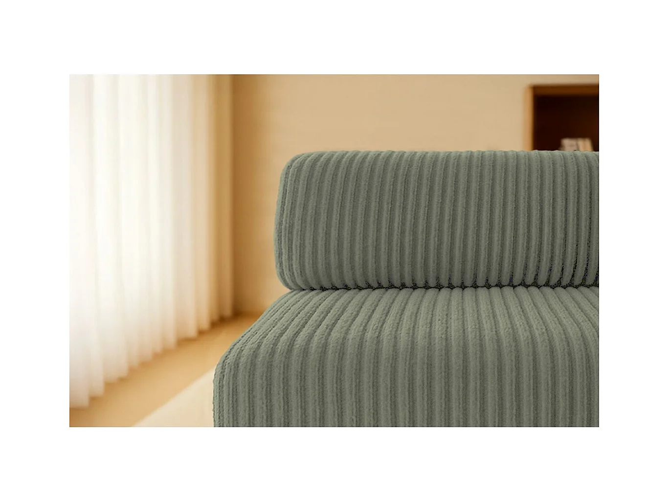 Canapé d'angle modulable et convertible 6 places - Velours côtelé XL - Vert