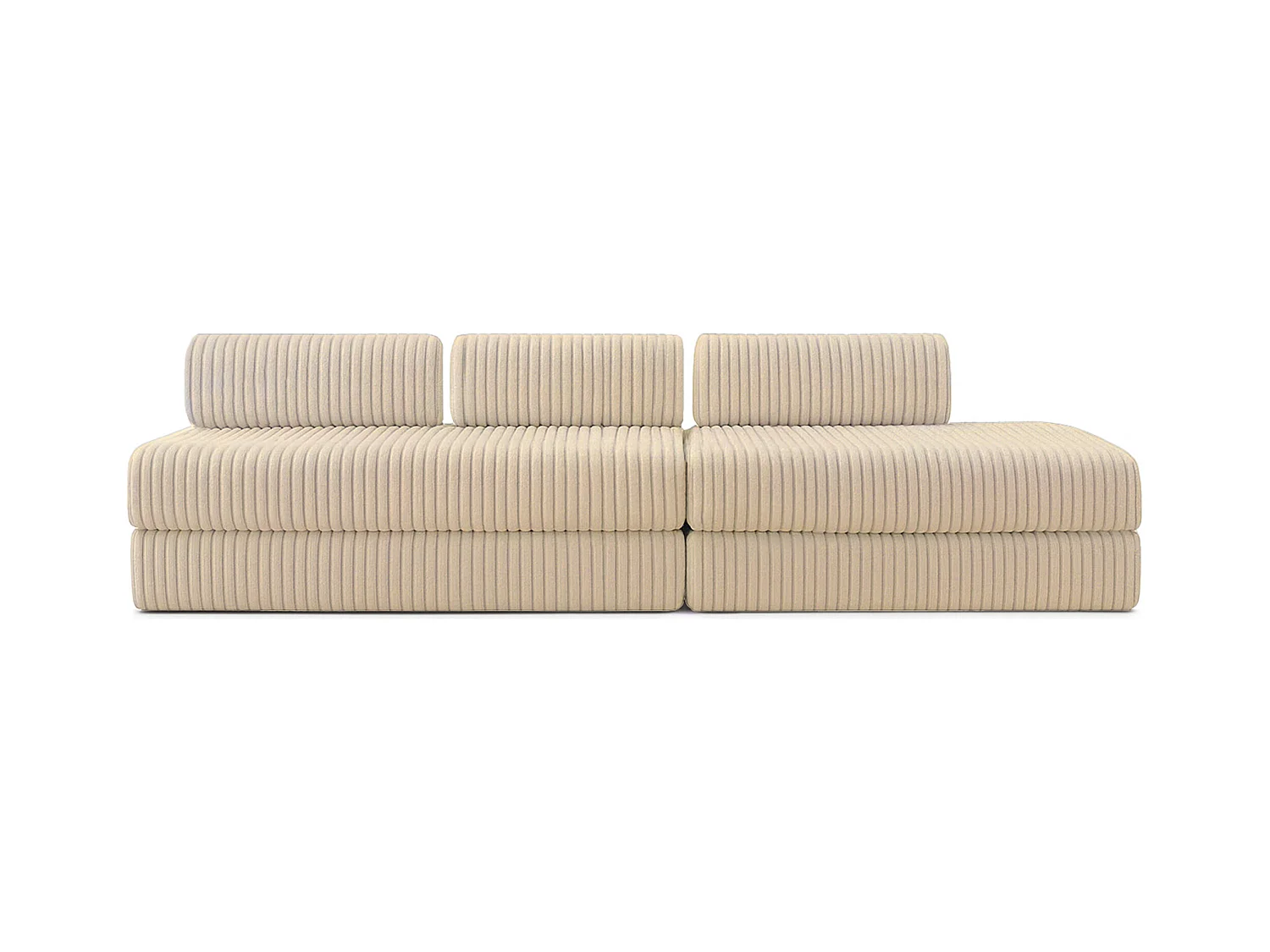 Canapé droit modulable et convertible 5 places - Velours côtelé XL - Beige
