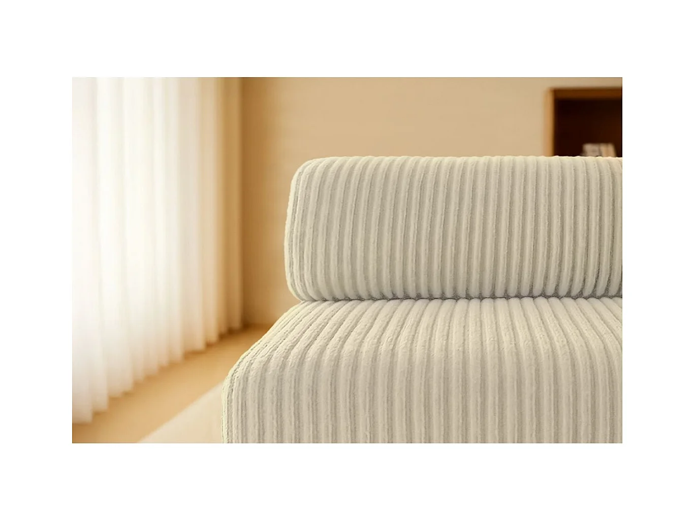 Canapé droit modulable et convertible 5 places - Velours côtelé XL - Beige