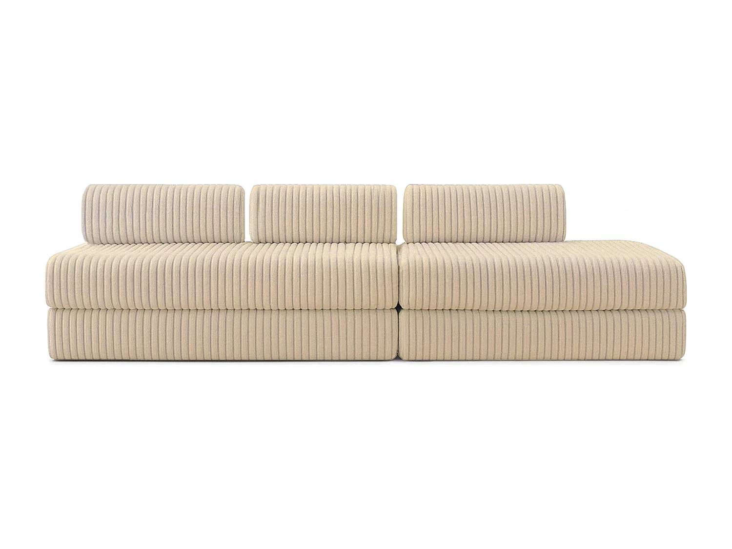 Canapé droit modulable et convertible 5 places - Velours côtelé XL - Beige