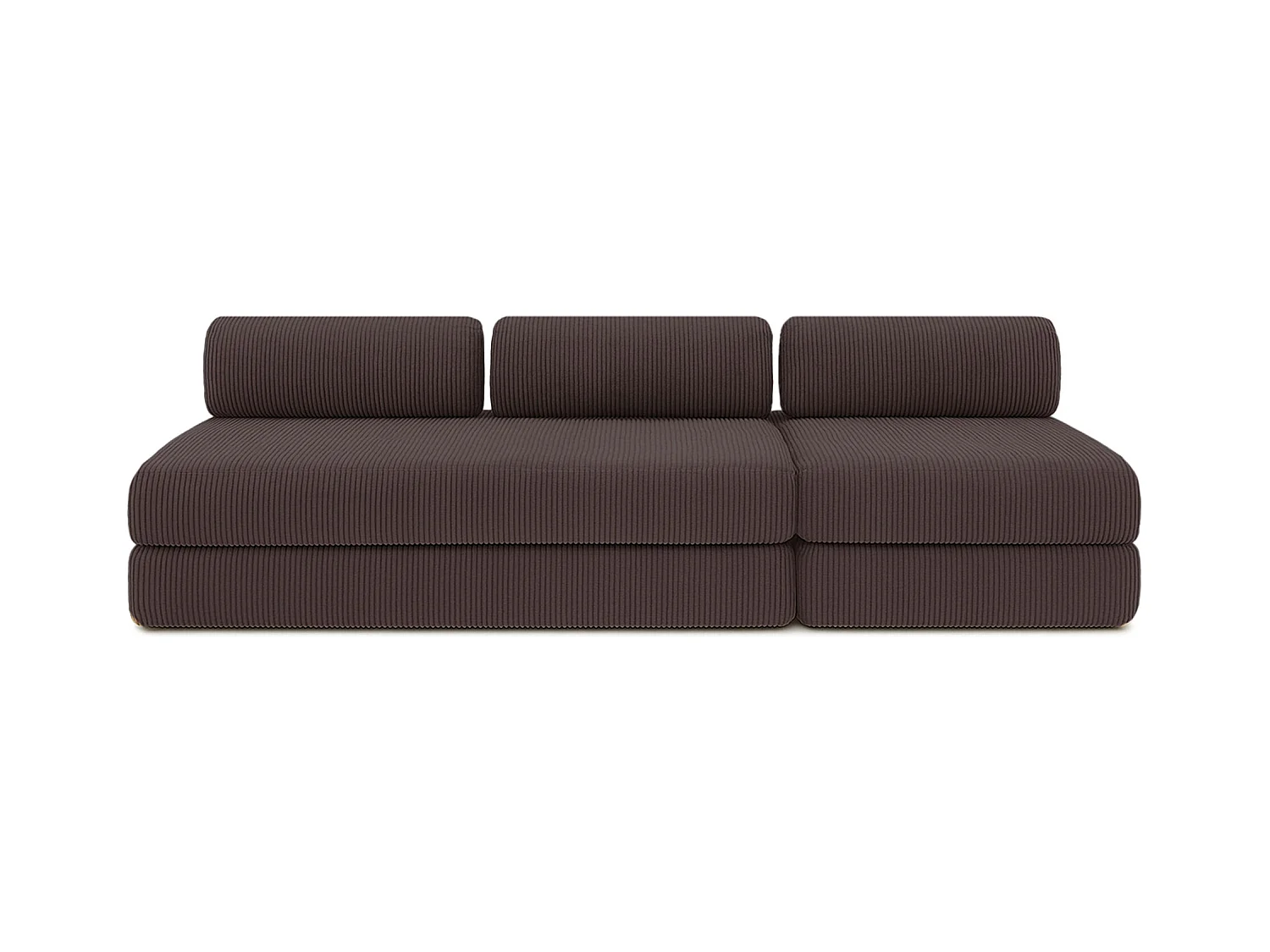 Canapé droit modulable et convertible 4 places - Velours côtelé - Marron