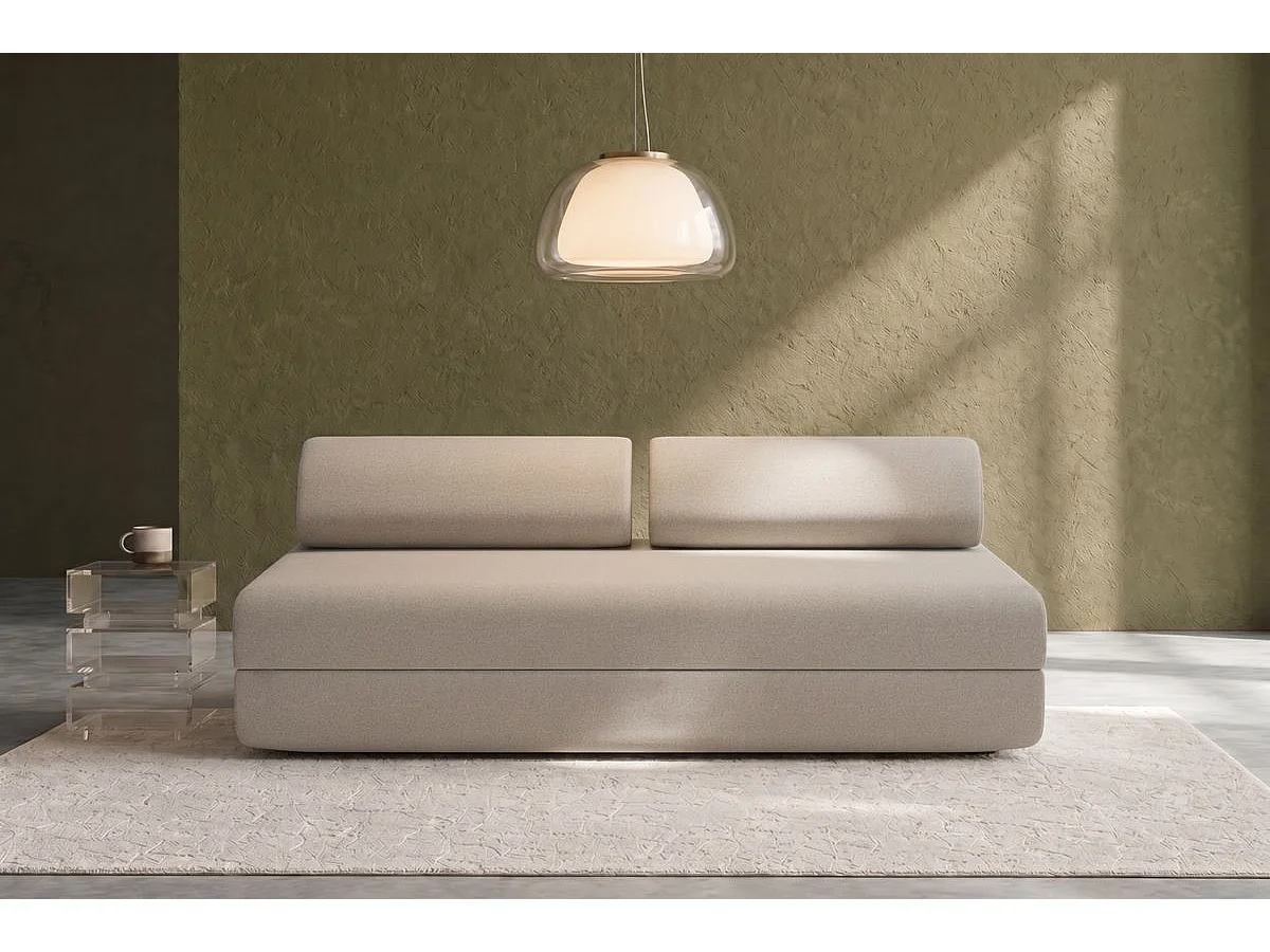 Canapé droit modulable et convertible 3 places - Tissu lisse - Beige