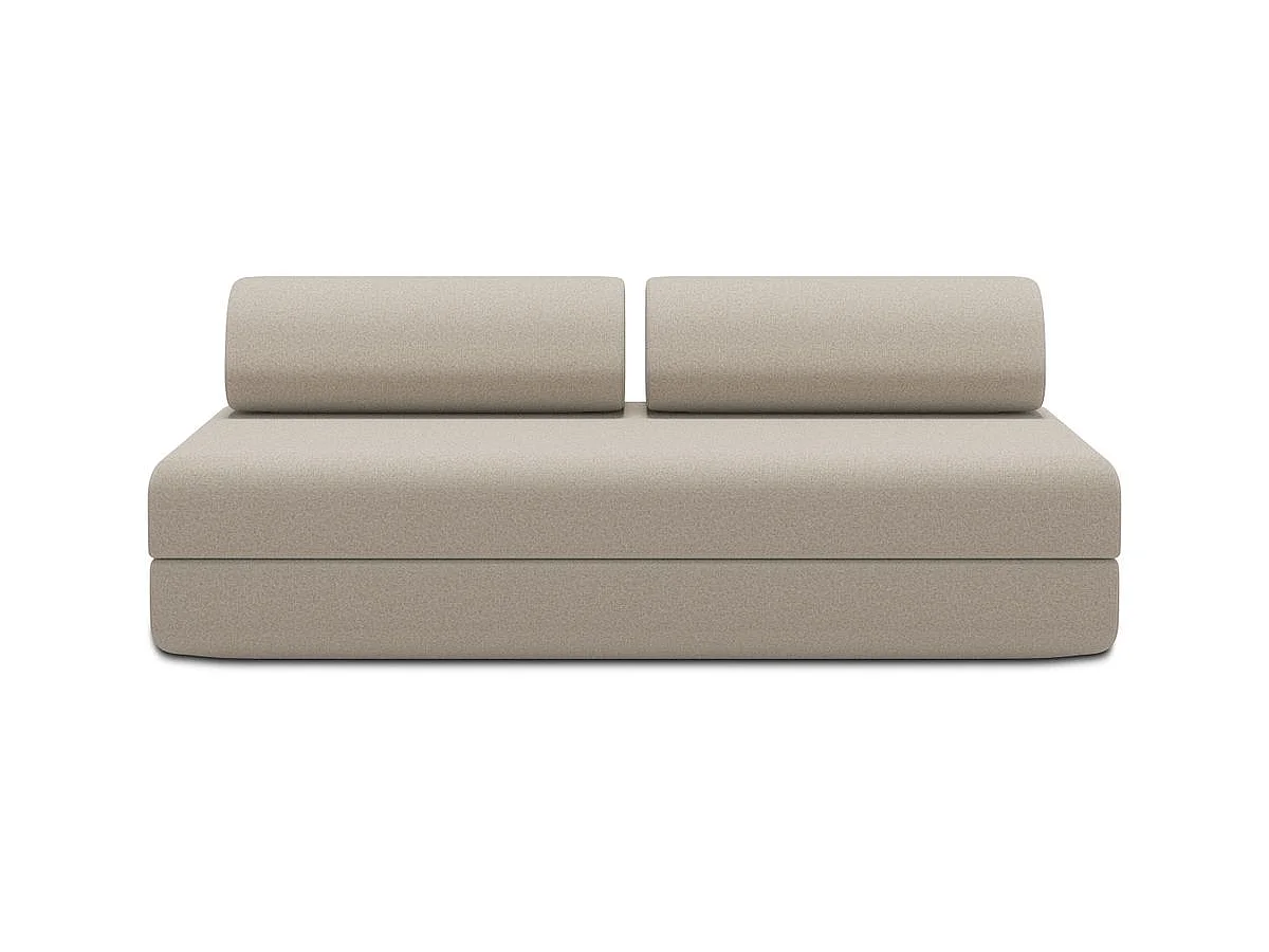 Canapé droit modulable et convertible 3 places - Tissu lisse - Beige