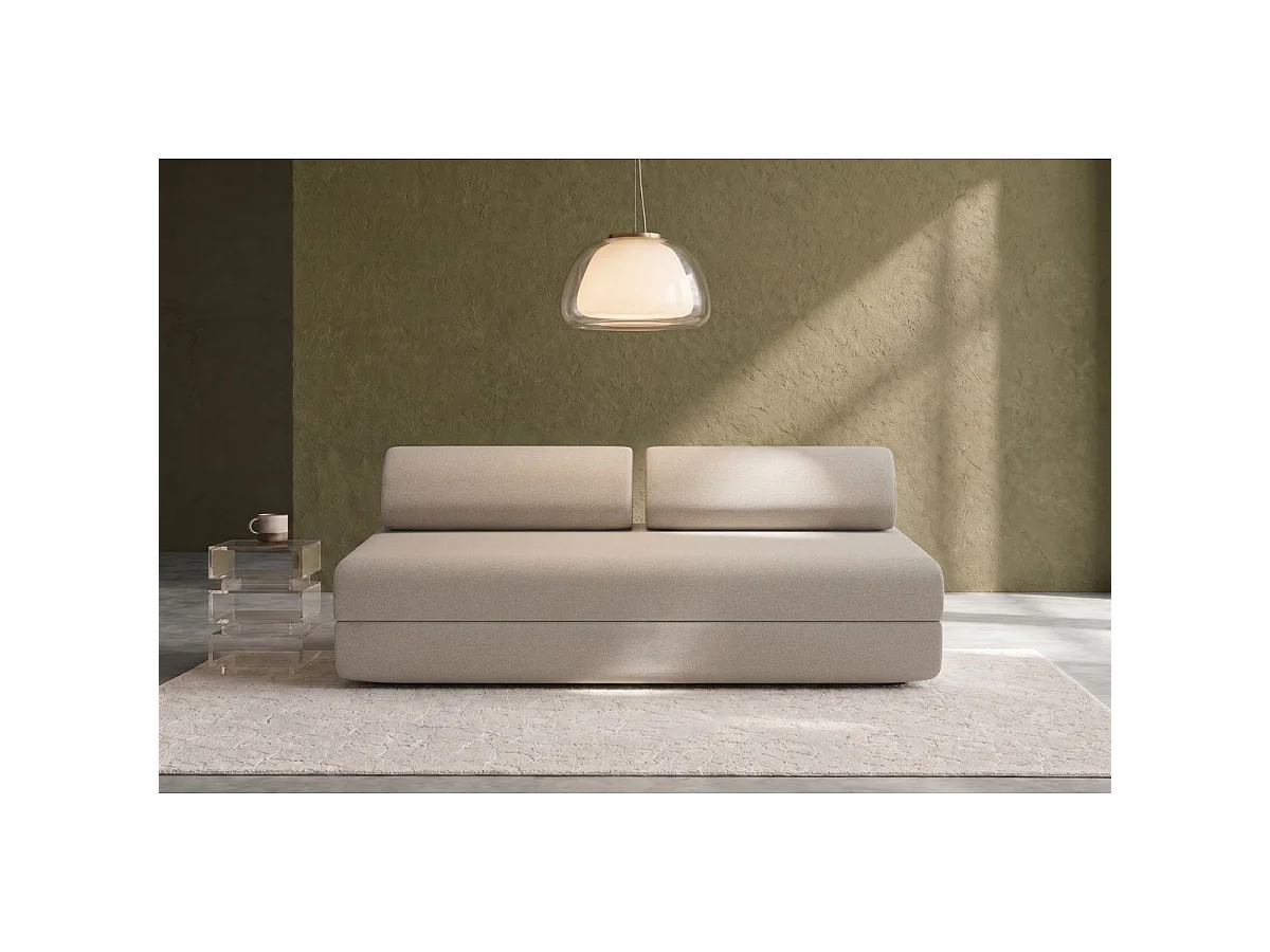 Canapé droit modulable et convertible 3 places - Tissu lisse - Beige