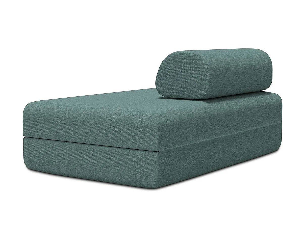 Canapé droit modulable et convertible 2 places - Tissu lisse - Bleu vert