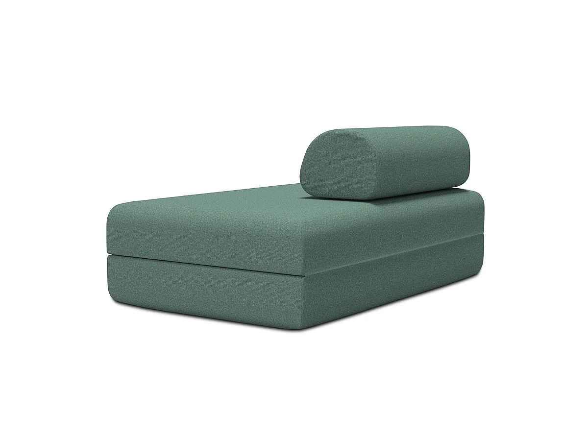 Canapé droit modulable et convertible 2 places - Tissu lisse - Bleu vert