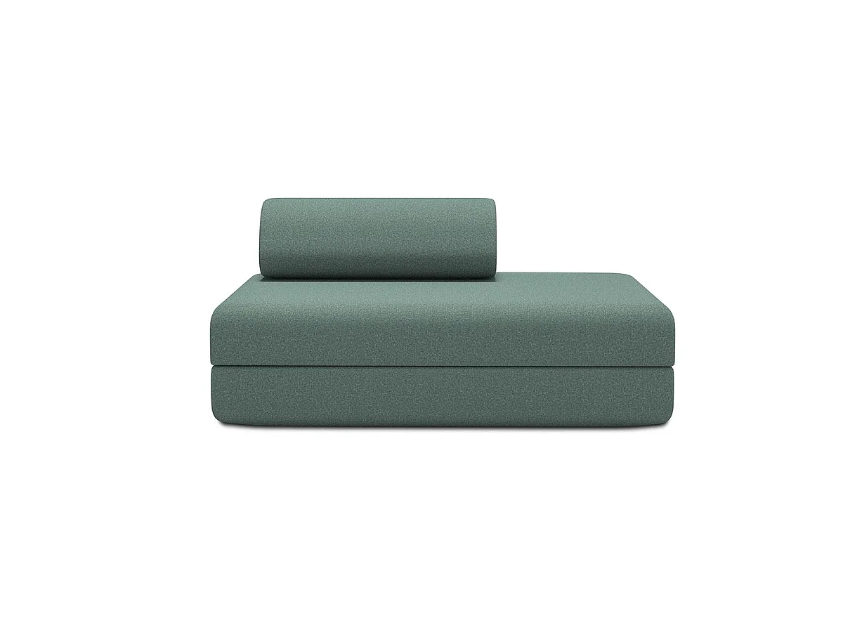Canapé droit modulable et convertible 2 places - Tissu lisse - Bleu vert