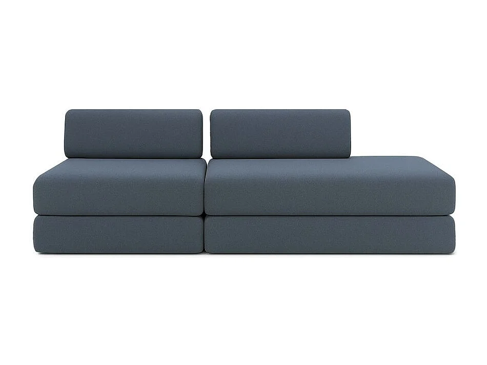 Canapé droit modulable et convertible 3 places - Tissu lisse - Bleu