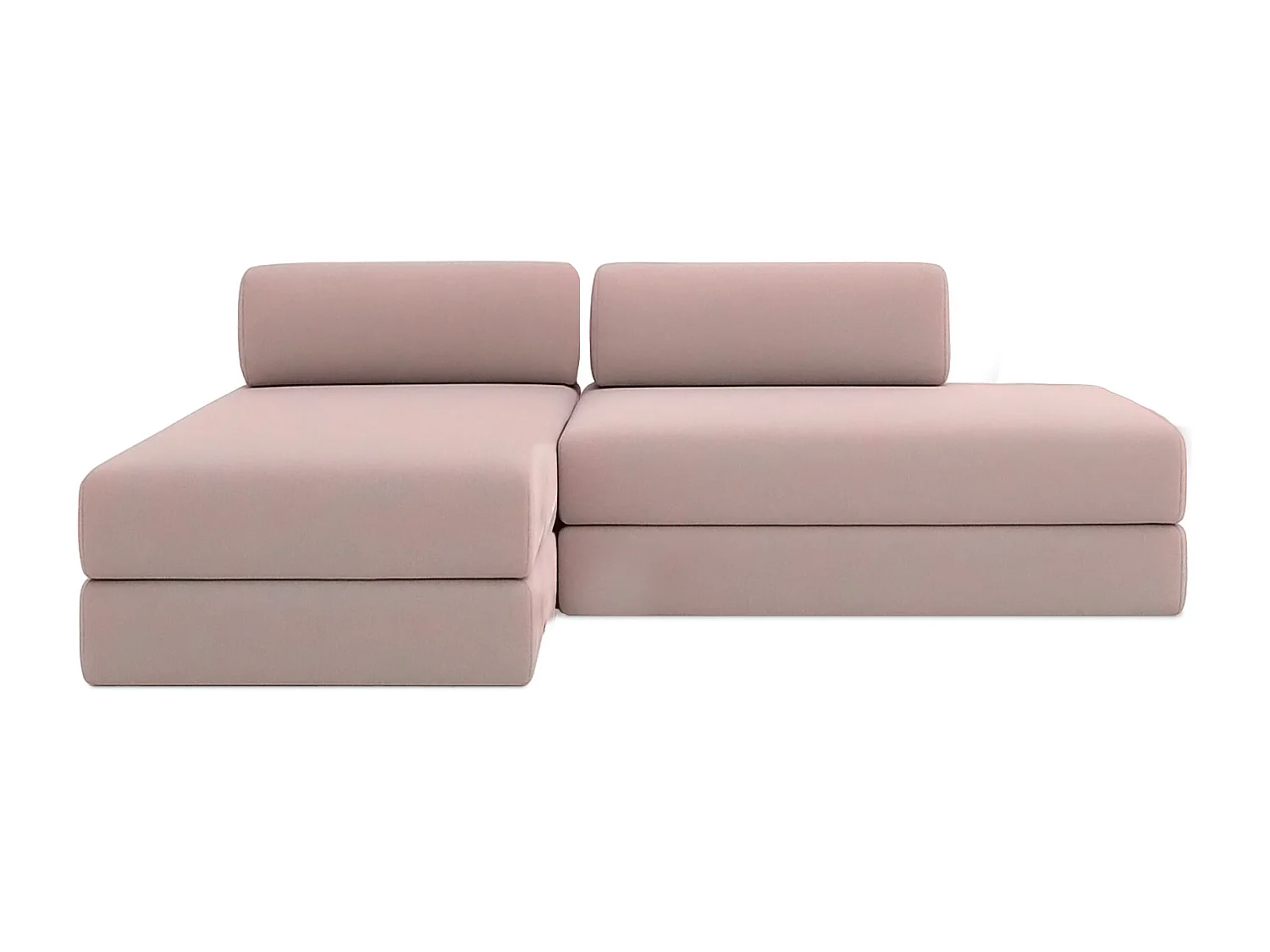 Canapé d'angle modulable et convertible 5 places - Tissu lisse - Rose