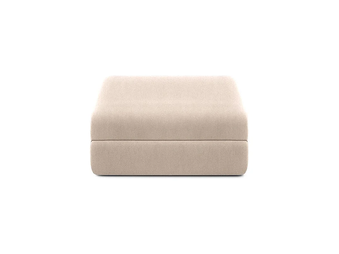 Canapé d'angle modulable et convertible 4 places - Tissu lisse - Beige