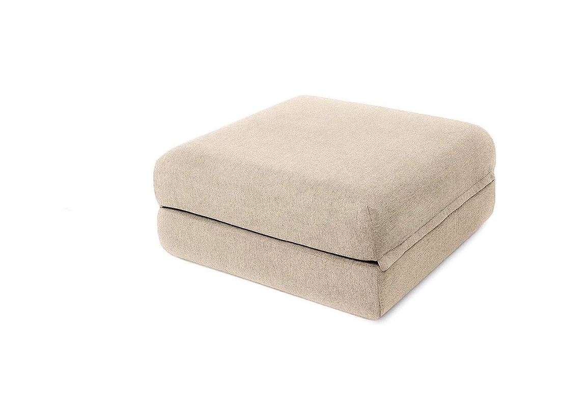 Canapé d'angle modulable et convertible 4 places - Tissu lisse - Beige