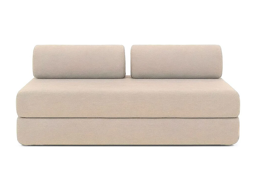 Canapé d'angle modulable et convertible 4 places - Tissu lisse - Beige