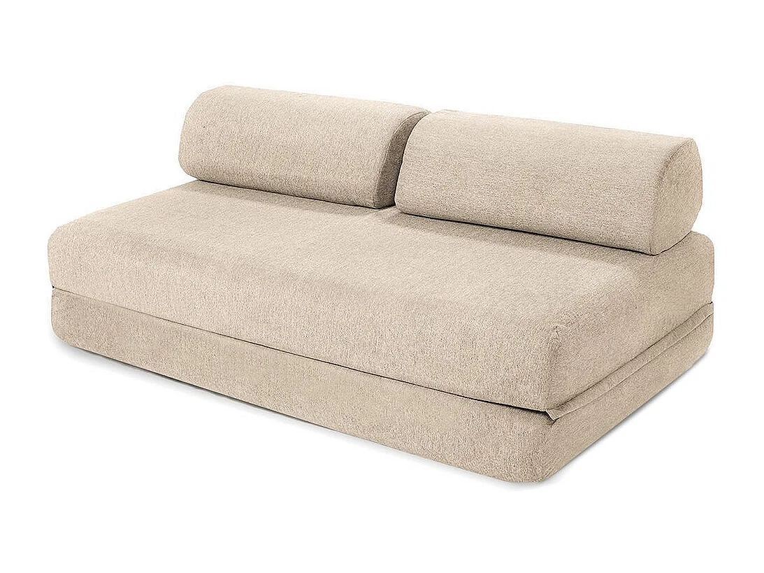 Canapé d'angle modulable et convertible 4 places - Tissu lisse - Beige