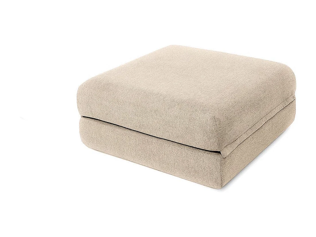 Canapé d'angle modulable et convertible 4 places - Tissu lisse - Beige