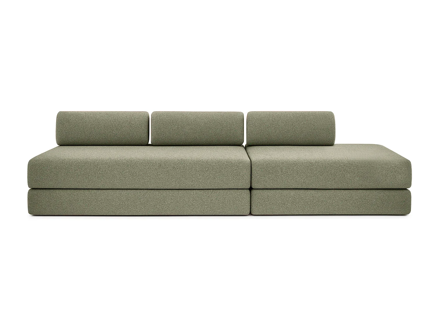 Canapé droit modulable et convertible 5 places - Tissu tweed - Vert