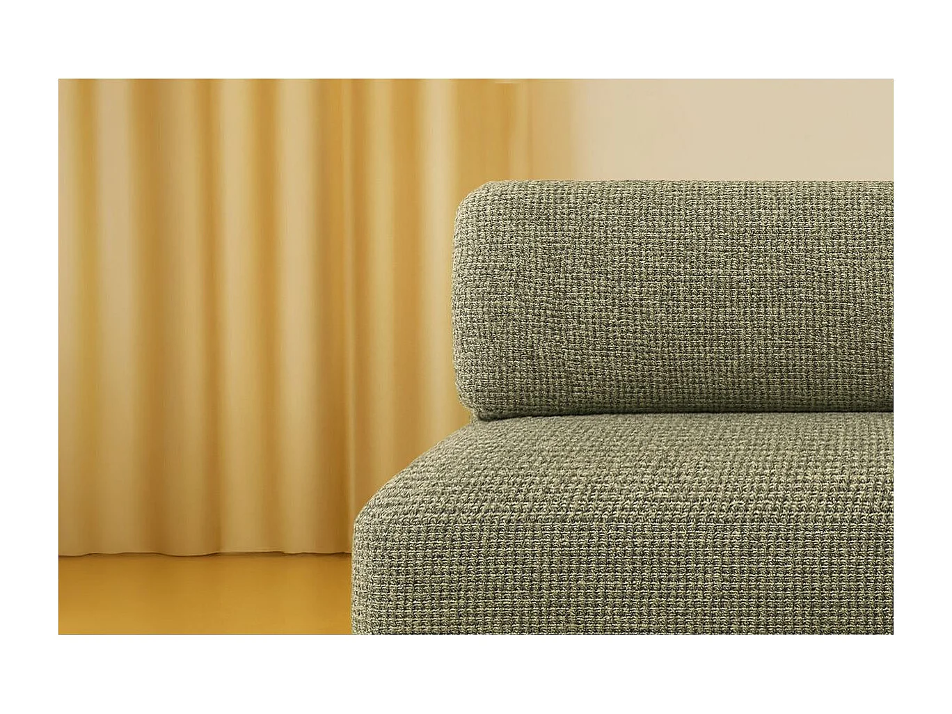 Canapé droit modulable et convertible 5 places - Tissu tweed - Vert